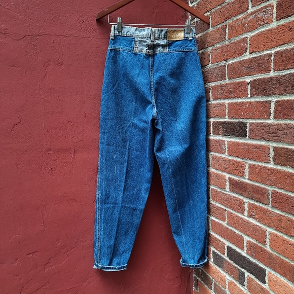Vintage 90's Two Tone High Rise Mom Jeans Taper Leg Jeans Y2K Size 4 Fall - Picture 6 of 10